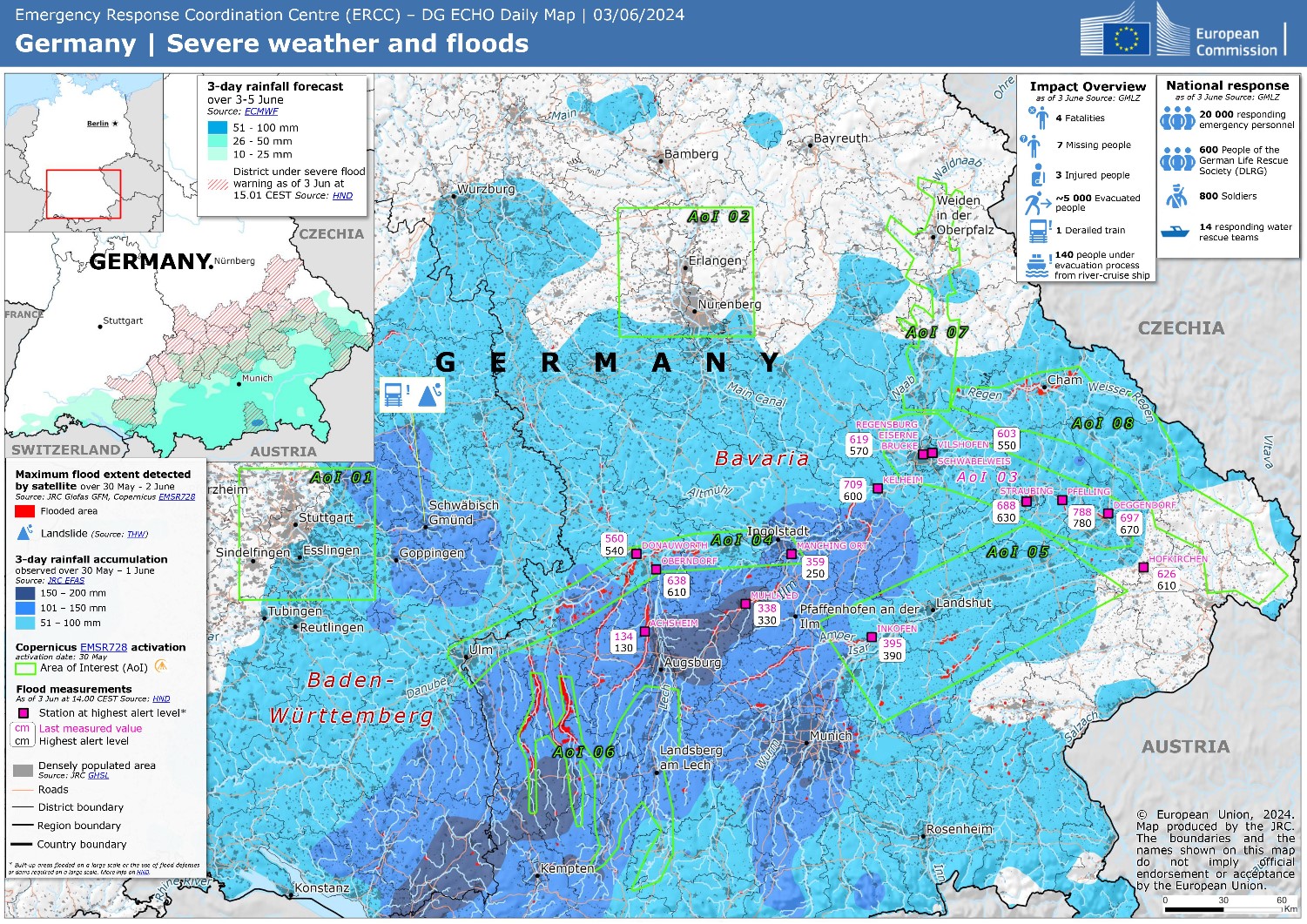 Emergency Response Coordination Centre (ERCC) DG ECHO Daily Map of 03 June 2024. https://erccportal.jrc.ec.europa.eu/API/ERCC/Maps/DownloadPublicMap?fileN=MainFile&forceDownload=False&contentItemID=4885 Credit and info: Copyright: European Union, 2024.Map produced by the JRC.