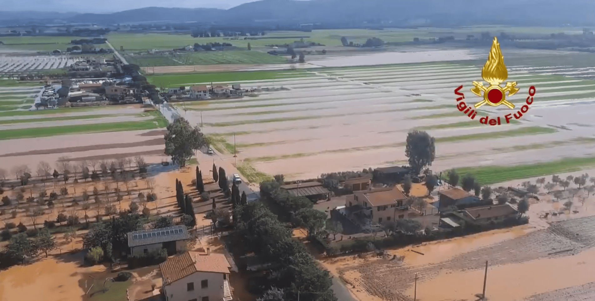 Vigili del Fuoco assisted residents of Albinia, Province of Grosseto, after flooding left areas isolated. Image credit: Screenshot from Vigili del Fuoco video.