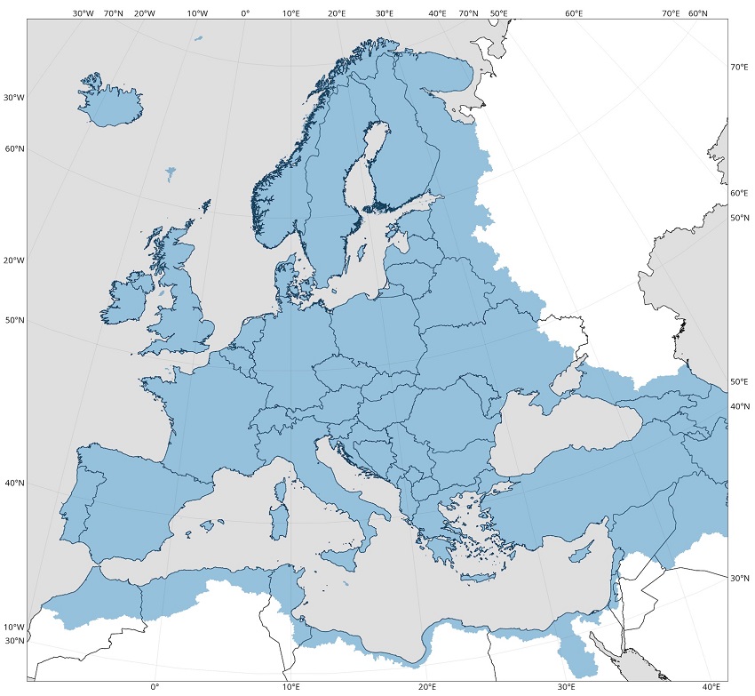 Geographical extend of the EFAS domain (blue)