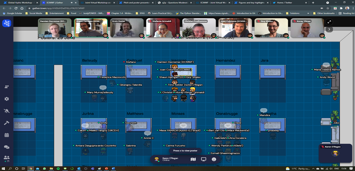 Figure 2: An interactive poster session in ECMWF’s gather.Town for the Joint Virtual Workshop on Connecting global to local hydrological modelling and forecasting: scientific advances and challenges.