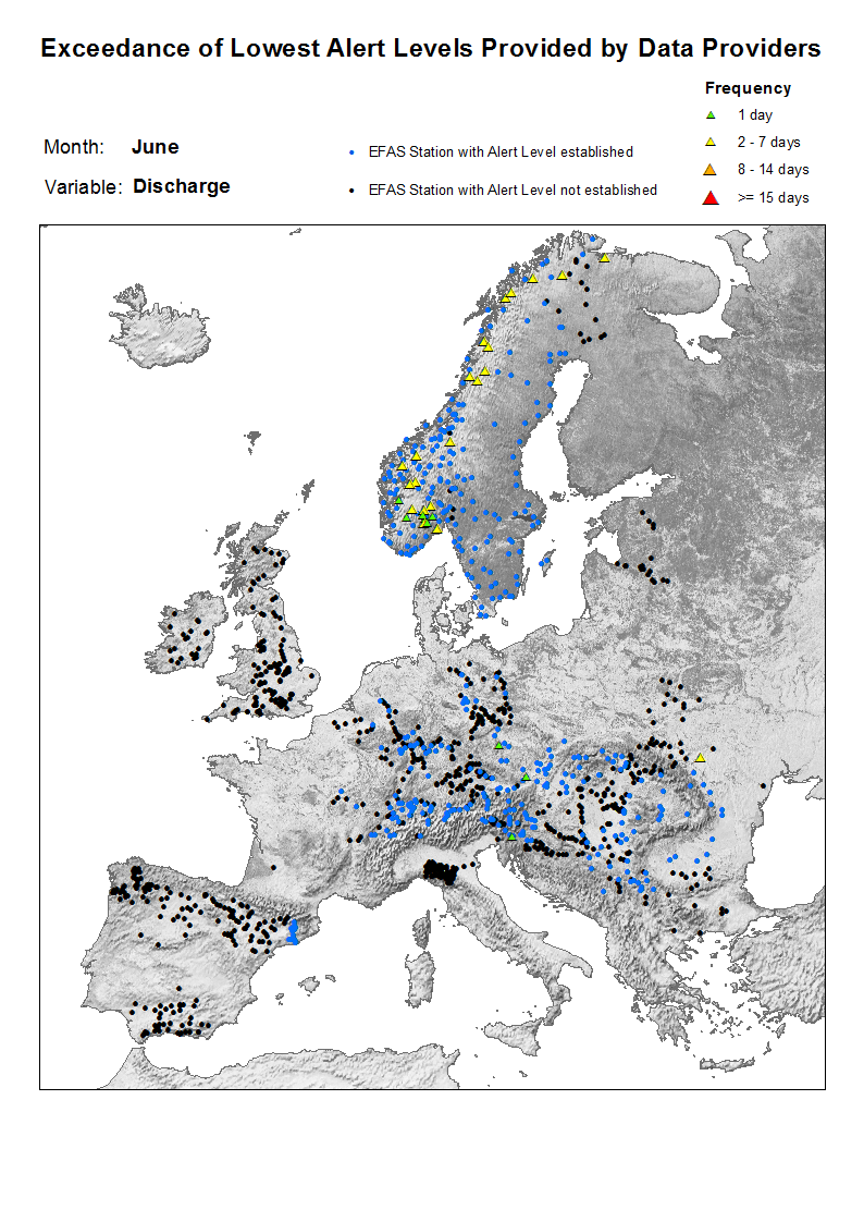 Figure  1.    Monthly  discharge  anomalies  June  2017. Figure  2.  Alert  level  exceedance  for  June  2017