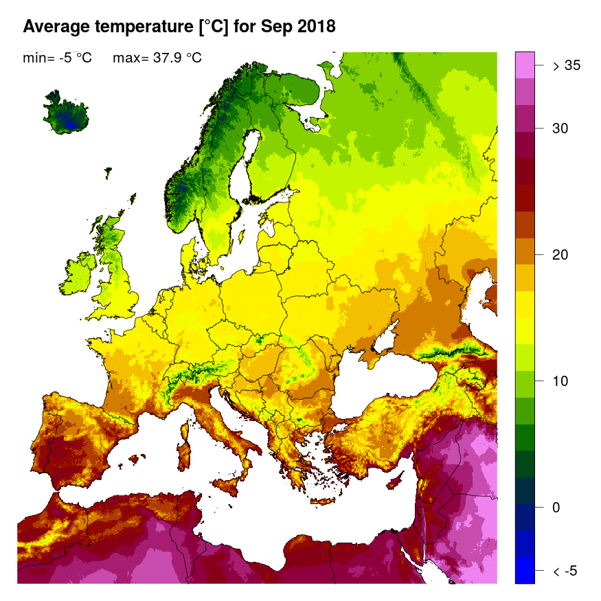 Figure 3. Mean temperature [°C] for September 2018.