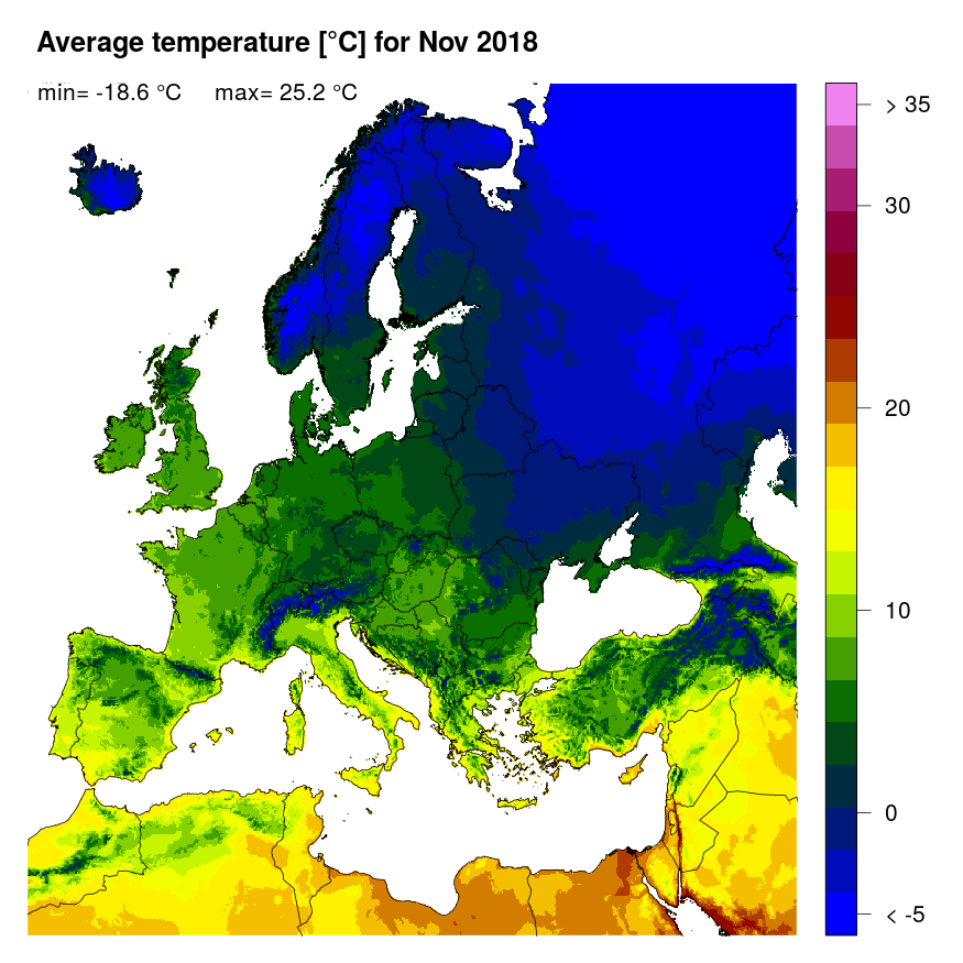 Figure 3. Mean temperature [°C] for November 2018.