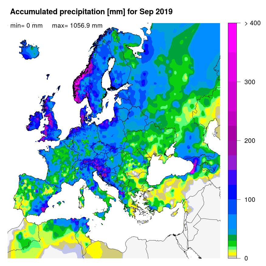 Figure 1. Accumulated precipitation [mm] for September 2019.