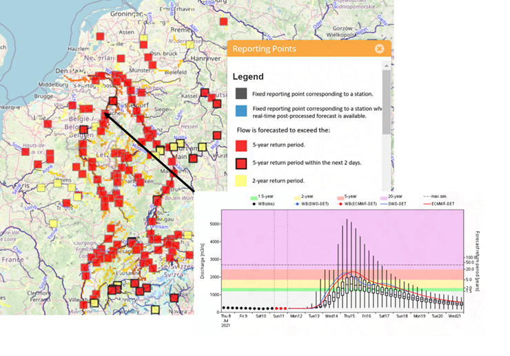 EFAS flood forecast from 12.07.2021 00:00 UTC