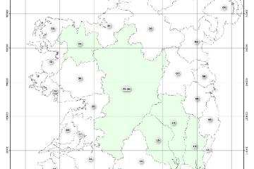 The five representative catchments being modelled (shaded light green)