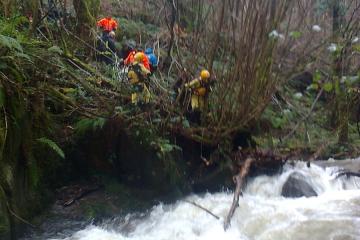 Search and rescue teams in Tineo, Asturias, Spain January 2019