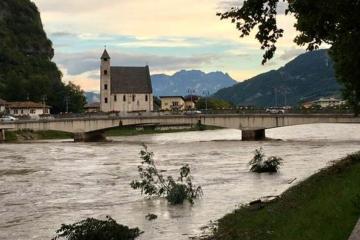 The river Adige during the 29-30 August flood event. Credits: https://www.trentotoday.it/cronaca/maltempo-adige-piena.html 