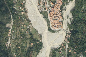 Flooding in Saint-Martin-Vésuibe, October 2020. Image provided by Institut National de l'Information Géographique et Forestière (IGN). 