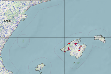 Location of the hydrological stations of RiscBal (Spain)