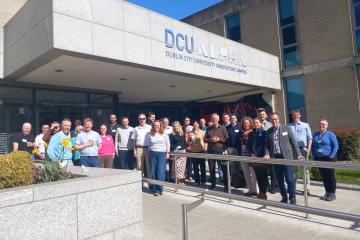 Conrad Brendel (CEMS DISS), Jasper Stam (CEMS DISS), Eric Sprokkereef (CEMS DISS) and Tim Sperzel (CEMS MDCC) with participants from Met Éireann  