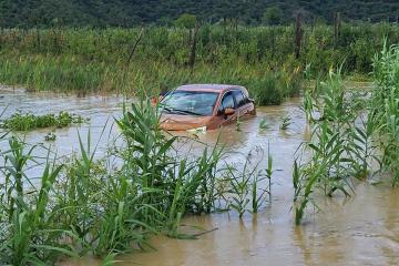 Firefighters rescued a motorist trapped in floodwaters in the Dragonje valley in Slovenia on 02 September 2025. Image credit: Piran Fire Department